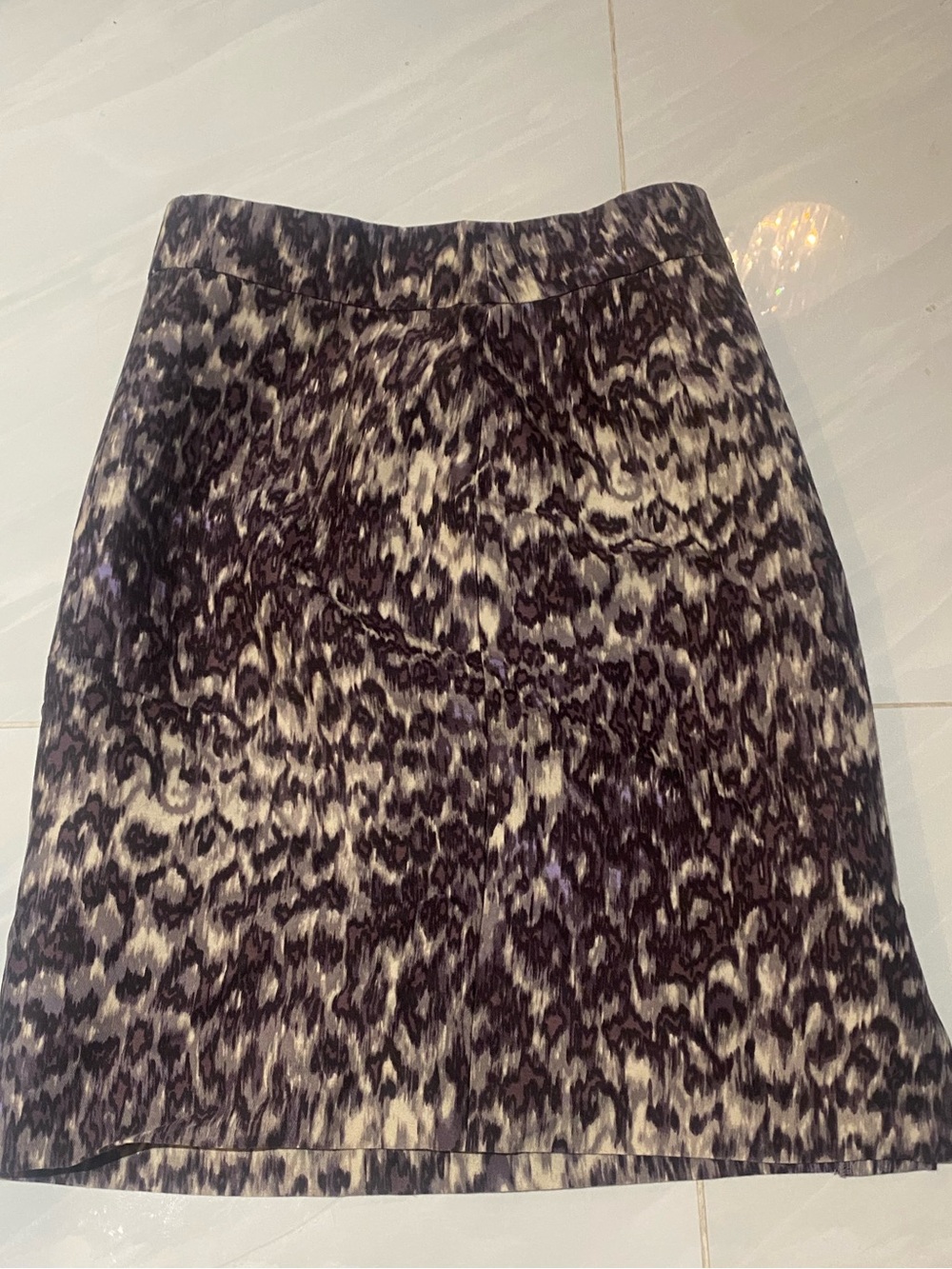 J. Crew Black and Cream Leopard-Effect Pencil Skirt